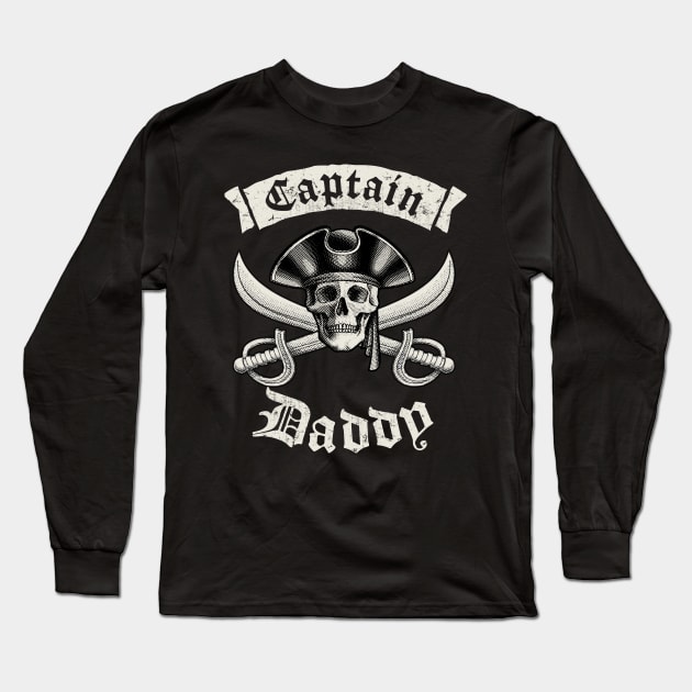 Captain Daddy Long Sleeve T-Shirt by Designkix